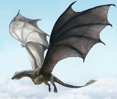 a large white dragon flying through the sky