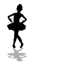 a black and white silhouette of a woman in a tutu skirt with her hands on her hips