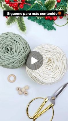 the video shows how to make yarns with scissors and other crafting supplies for christmas decorations