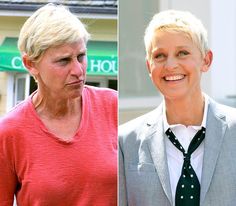 an older woman with short hair and a younger woman wearing a neck tie, both looking at the camera