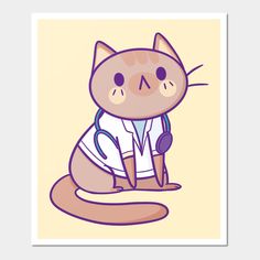 a cat with a stethoscope sitting on the ground