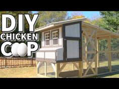 a chicken coop with the words diy chicken coop on it's front and side