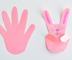 Handprint Lilies | How to Make an Easy Paper Lily Handprint Bunnies, Bunny Craft, Paper Bunny, Construction Paper Crafts, Folding Origami