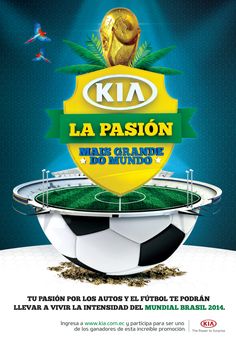 a soccer ball sitting on top of a field with the words la passion written in spanish