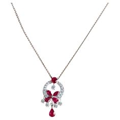 By Lawrence Graff Classic butterfly Necklace with Ruby and Diamond Pendant Necklace. 18 karat white gold. Diamonds 1.28 cts Ruby is 2.83 cts The pendant comes on a Signed Graff 18 k White Gold 17 inch Chain. Dimensions: length is 1.25 by width is .65 Hallmarked GRAFF GP10166 Graff Pendant, Graff Jewelry, Graff Diamonds, Fashion Culture, Butterfly Jewelry, Royal Jewelry, Gold Butterfly, Ruby Diamond, Butterfly Necklace