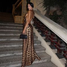 Sexy Backless Leopard Hang-neck Dress Fashionsarah.com Wild Print, Girls Long Dresses, Halter Maxi Dress, Halter Maxi, Pleated Maxi Dress, Pleated Maxi, Halter Maxi Dresses, Style Streetwear, Streetwear Women