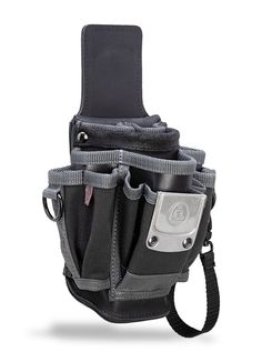 a black belted pouch with two cell phones in it