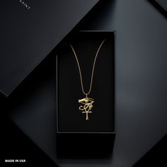 This solid gold key of Ankh necklace showcases exquisite craftsmanship, symbolizing life and spirituality. The key of Ankh pendant is more than just jewelry; it's a fine representation of ancient Egyptian elegance and the timeless allure of this sacred symbol. PENDANT INFORMATIONThis pendant is made of real, solid gold.• Made in USA• Material: 14k or 18k solid gold• Finish: polished• Height: 1.35" (34 mm) | *includes the small circle, bail dimensions not included• Width: 0.9" (23 mm)• Pendant we Symbolic Ankh Ceremonial Jewelry, Amulet Style Jewelry With Large Cross Pendant, Gold Ankh Necklace For Ceremonial Occasions, Large Cross Pendant Amulet Jewelry, Luxury Tarnish Resistant Cross Pendant Jewelry, Luxury Tarnish-resistant Cross Pendant Jewelry, Ceremonial Ankh Amulet Necklace, 14k Gold Ankh Spiritual Jewelry, Luxury Gold Ankh Jewelry