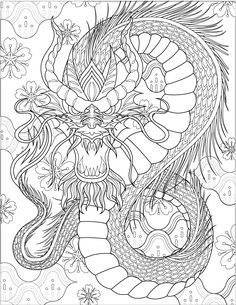 a coloring book with an image of a dragon