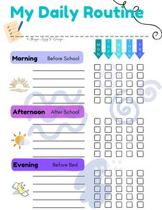 a printable daily routine for kids with the words,'my daily routine '