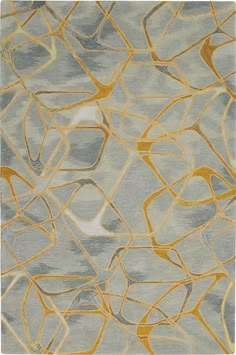 an abstract rug with gold and grey colors