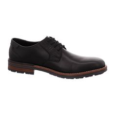 Rieker B1321 Men's Shoes, Black Rieker B1321 Men's Shoes - Black  Product Code:  B1321-00   Key Features:    Sleek lace-up shoe with a refined touch  Versatile and easy to combine with various outfits  Leather insole and leather/textile lining for comfort  Rieker Antistress system for all-day wear  Flexible rubber outsole for durability  Material: Smooth leather  Color: Black  Heel Height: 2cm  Heel Type: Block heel  Toe Shape: Round  Shoe Width: Regular  Removable Insole: No  Closure: Lace-up  Waterproof: No    Material & Care:    Upper Material: Genuine Leather  Inner Material: Synthetic  Insole: Synthetic  Outsole: Polyurethane (PU)  Shoe Lining: Unlined    Care Instructions:  Remove dust and dirt with a soft shoe brush or a lint-free, slightly damp cloth. Black Synthetic Oxfords With Textured Sole, Black Lace-up Shoes With Textured Sole, Black Business Oxfords With Textured Sole, Classic Black Synthetic Lace-up Shoes, Black Moc Toe Lace-up Shoes For Work, Black Plain Toe Lace-up Business Shoes, Modern Black Lace-up Business Shoes, Modern Black Lace-up Shoes For Business, Black Dress Shoes With Stitched Sole For Business