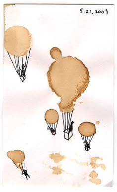 an illustration of several hot air balloons flying in the sky