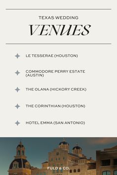 the texas wedding venue list is shown