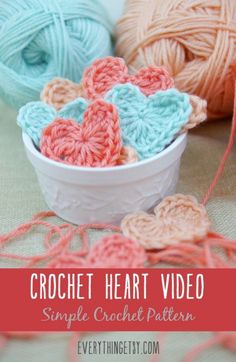 crochet heart video with text overlay