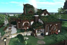 Villemo (@villemo.bloxburg) • Instagram photos and videos Cottage Core Exterior, Bloxburg Cottagecore, Goth Architecture, House Layout Design, Treehouse Villas, Cottagecore House, Green Village