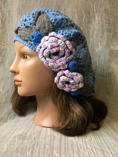 Ooak . Hand crochet summer beret. Will fit all sizes .Mannequin head size is 21 inches, I have 23 and it fits nice . Pretty periwinkle blue color with roses and a few beads . . Feel free to email me any questions. Thanks. Handmade Blue Hats For Spring, Blue Yarn Hats For Spring, Blue Crochet Hat For Spring, One Size Fits Most, Blue Crochet Hat One Size For Spring, Blue Bohemian Crochet Hat Adjustable, Blue Adjustable Bohemian Crochet Hat, Blue Crochet Yarn Hat For Spring, Blue Yarn Crochet Hat For Spring, Blue Spring Crochet Hat