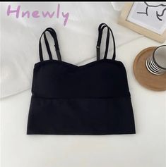 47727775449256 Basic Cotton Tank Top With Built-in Bra, Spring Cotton Tank Top With Built-in Bra, Black Cotton Bra-friendly Tank Top, Black Cotton Bra-friendly Crop Top, Bra-friendly Solid Cotton Camisole, Tube Top, Top Styles, Lingerie, Solid Color