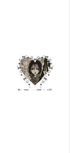 an image of a heart with anime characters in the middle and on it's side