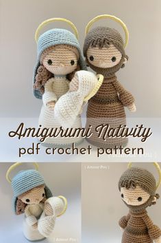 crochet pattern amigurum nativity doll with angel wings and bonnets