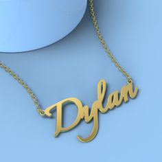 Dylan name necklace Gold Custom Necklace, Personalized Gifts For Her/Him Add something extra special to your jewelry box with Name Necklace Official engravable necklaces.
									The Dylan's name necklace with little heart unique gifts Gold is best gifts for Dylan. Name Necklace Official provides affordable engravable jewelry that won't 
									break the bank. In addition, these pieces make for very thoughtful and appreciated gifts for friends and family. 
									And whether valentine's day gifts, mother's day gifts, christmas gifts, wedding gifts, graduation gifts, birthday gifts,
									 NAME NECKLACE are all the best gift choice store. Dylan Name, Engravable Jewelry, Name Necklace Silver, Name Necklace Gold, Necklace Rose Gold, Necklace Rose, Personalized Gifts For Her, Engraved Jewelry, Gifts Birthday