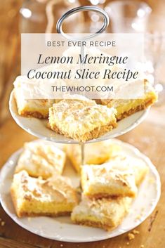 lemon meringue coconut slice recipe on a plate