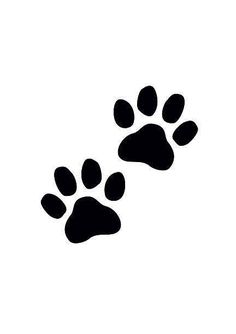 two black and white paw prints on a white background