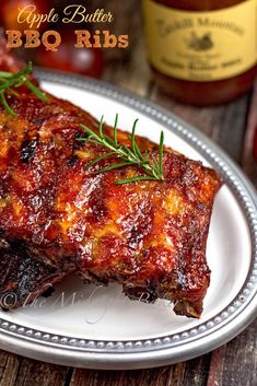 an apple butter bbq ribs on a plate