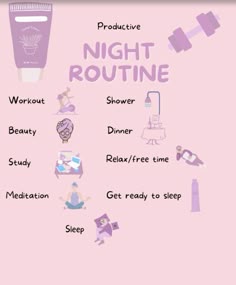 Productive Night Routine, Basic Skin Care Routine, Self Care Bullet Journal, Life Routines, Vie Motivation, Routine Planner, Get My Life Together, Body Care Routine, Bedtime Routine