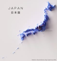 an image of japan made out of blue powder