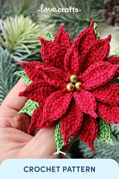 crochet poinsetti pattern for christmas tree ornament