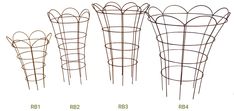 four wire baskets are shown in different sizes