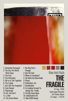 an advertisement for nine inch nails featuring the fragile