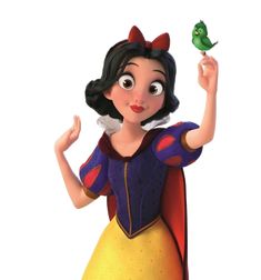 snow white from disney's animated movie, the princess and the frog with a green bird on her finger