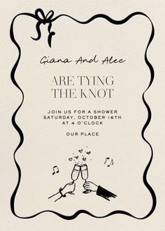 an image of a wedding card with the words, are tying the knot on it