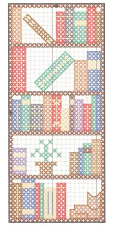 a cross stitch pattern with books on it