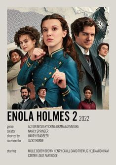 the movie poster for enola holmes 2, which features actors from across the world