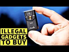 a hand holding an electronic device with the words illegal gadgets to buy