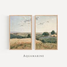 two framed paintings depicting the same landscape