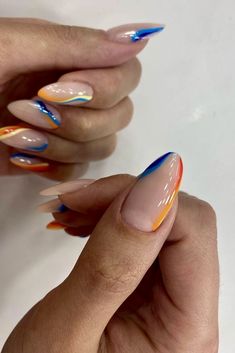 Cute Nail Ideas Colorful, Nails Miami Style, Summer Trend Nails 2024, Subtle Neon Nails, Gel X Nail Designs 2024, Nails All Different Colors, Nails June 2024, Nails 2024 Summer, Summer 2024 Nails