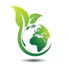 green leaf and globe logo on white background