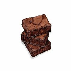 three pieces of brownie sitting on top of each other