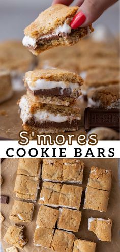 an image of s'mores cookie bars on a cutting board