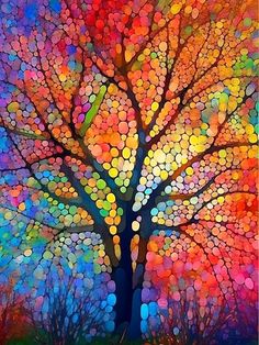 Stained Glass Tree - Paint by numbers Stained Glass Window Painting, Stained Glass Trees, Stained Glass Tree, Tree Mosaic Ideas, Stained Glass Watercolor, Painting On Glass Windows, Tree Mosaic, Kaleidoscope Images, Stain Glass Window Art