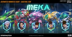 an image of some characters from the video game mekkas, all in different colors and sizes