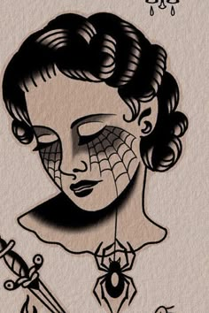 Traditional Tattoo Ditch, Retro Vintage Tattoo, Black Ink Tattoos Traditional, How To Draw New School Style, Trad Tattoo Hand, Traditional American Style Tattoo, American Traditional Tattoos Women Faces, Old School Women Tattoo