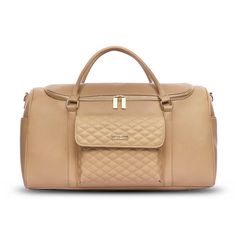 Travel in style with our all-new Monaco Travel Bag! Designed in Los Angeles, the Monaco Travel Bag is crafted with premium faux vegan leather and also features a distinctive quilted texture front pouch with classic gold enameling like our signature Monaco Diaper Bag and Snack Bags. Luxury Quilted Bags For Daily Use, Quilted Rectangular Bag For Weekend Trips, Classic Quilted Travel Bag, Luxury Quilted Beige Bag, Chic Quilted Travel Bags, Classic Quilted Bag For Everyday Use, Chic Quilted Satchel For Travel, Classic Everyday Quilted Bag, Classic Quilted Bag For Daily Use