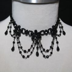 Victorian Style Black Choker By Crystal Avenue Vintage Necklace Victorian Gothic Jewelry, Gothic Prom Accessories, Beaded Gothic Jewelry, 1993 Outfits, Hoco Inspiration, Lia Core, Gothic Jewelry Diy, Victorian Gothic Jewelry, Victorian Choker