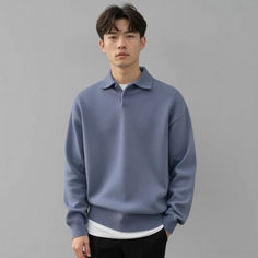 The Cortina Wool Button Half-Zip Sweater Blue / S Morning Walks, Zip Collar, Half Zip Sweaters, Zip Sweater, Tailored Trousers, Blue Sweaters, Half Zip, The Fire, Cold Weather