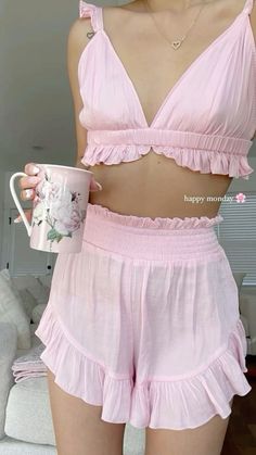 Pink Pj Set, Girly Outfit, Casual Home, Home Outfit, Girly Things, Pink